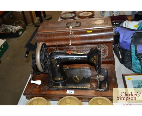 A vintage hand sewing machine
