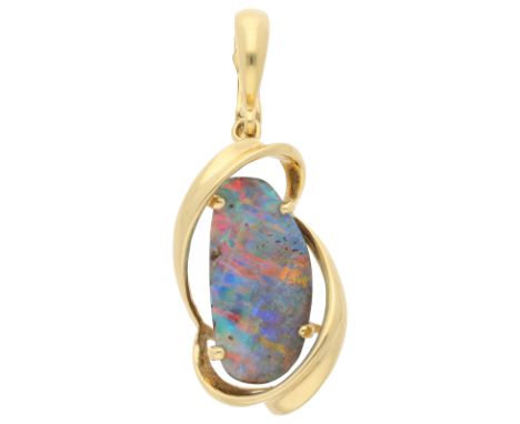 Opal-Schmuckset Schmuckset in Gelbgold 18K, bestehend aus einem Anhänger und einem Ring. In beiden Schmuckstücken feinste Bou