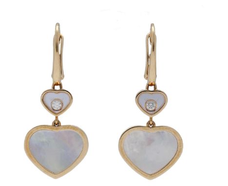 Chopard Ohrhänger Chopard “Happy Hearts” Ohrhänger in Rotgold 18K mit Perlmuttherzen und mit 2 beweglichen Diamanten von zus.