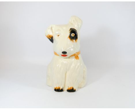 Crown Devon terrier patch eye dog ceramic tobacco or biscuit jar, height 25 cms  No sign of damage or restoration 