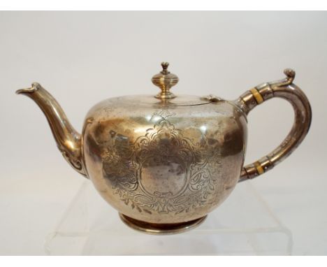 Victorian silver teapot, London hallmarks 1858, makers marks JB FB, gross weight all in 17.25 troy ounces