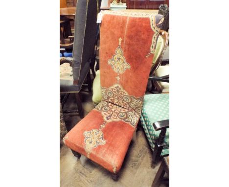 A Victorian tapestry upholstered prie dieu chair 