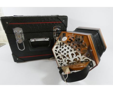 A P James 30 button Anglo concertina in as new condition with box 