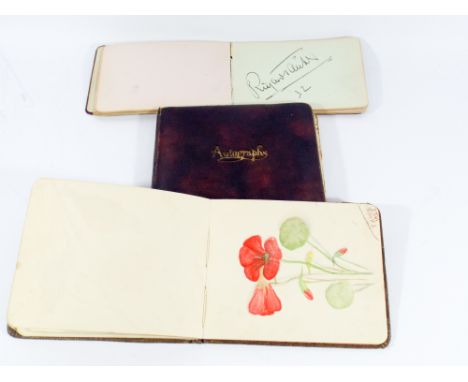 Group of 3 leather vintage autograph albums