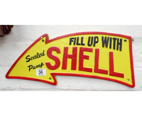 A painted iron Shell arrow sign 
