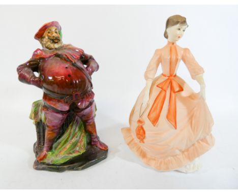 An old Doulton figurine Falstaff HN1216 together with a Royal Worcester figurine 'Charity'  Both items in good condition, no 