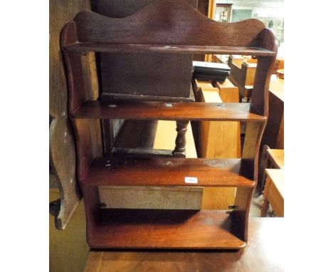 Small mahogany four tier wall shelf unit 18" wide 
