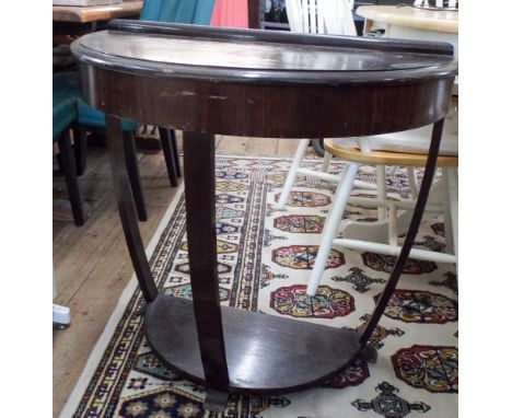 A two tier semi-circular mahogany console table 