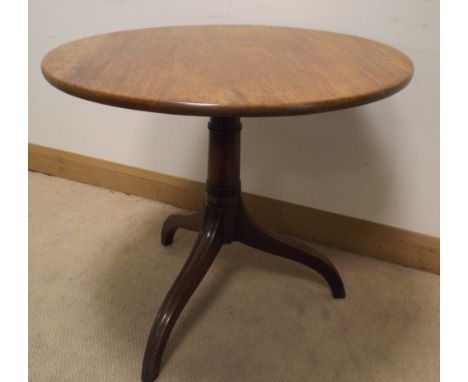 Georgian circular mahogany occasional table on gun barrel pillar and tripod base 32" diameter 