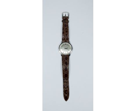 Vintage gents Eternatmatic 1000 wristwatch, numbered on back of case 5578063, with brown leather strap