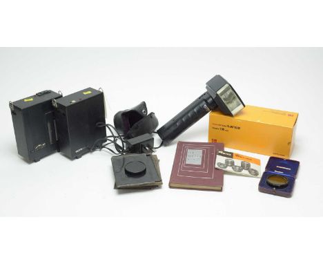 A collection of photographic and other equipment, including: Kodak Carousel S-AV 2020 projector, in box; two Metz 600T-1 flas