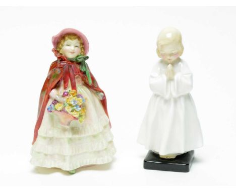 A Royal Doulton figure of ‘Granny’s Shawl’, HN 1647; together with a Royal Doulton figure of ‘Bedtime’, HN 1978. (2)