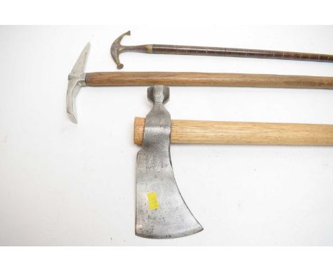 A 19th Century steel axe or hatchet head, stamped 'US 1859', possibly Civil War Pioneer Corps, with hammer back, 22cms wide, 