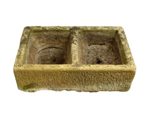 A stone composite trough garden planter, of rectangular form, 87 x 53 x 25cms high.