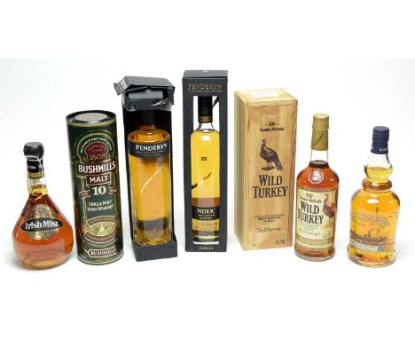 A selection of whisky and liqueur, including: Old Pulteney Single Malt Scotch Whisky, 70cl; Bushmills Single Malt Irish Whisk