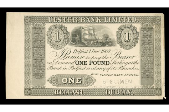 British Banknotes Ulster Bank Ltd One Pound 1 December 1902