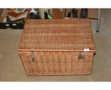 A wicker picnic hamper and contents, as new