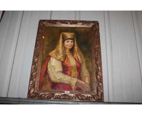 An oil on canvas portrait study of a female 