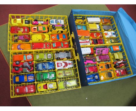 A Collection of Approximately Fifty Matchbox 1:75 and Similar Diecast Model Vehicles, all presented within a 1970's Matchbox 