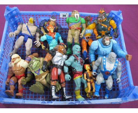 Thirteen Original Circa 1980's Thundercats Plastic Action Figures, by LJN Toys, including Lion-O, Panthro, Mumm Ra, Vulturema