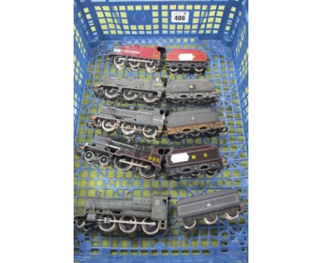 Five 'OO' Gauge/4mm Unboxed Steam Locomotives with Six Wheel Tenders, a Lima Class 4F 0-6-0 L.M.S maroon R/No 4683 (good), tw