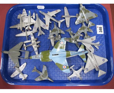 A Collection of Twenty Two Dinky Toys Diecast Model Military Aircraft, including Sea Vixen, MRCA, Hawker Hunter, Gloster Jave