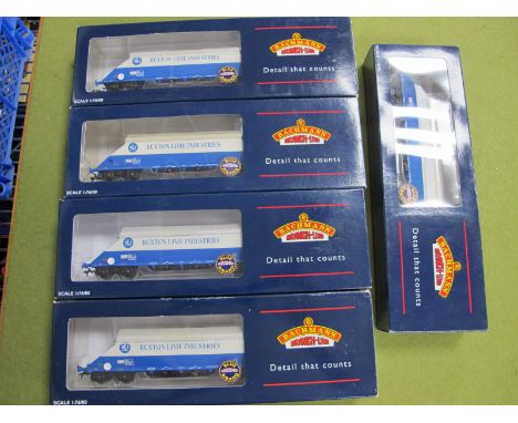 Five Boxed Bachmann #37-327B 'OO' Gauge 90 Tonne Bogie Hopper Wagons, JGA 'Buxton Line'.