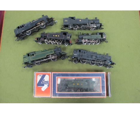 Seven 'OO' Gauge/4mm Unboxed Steam Tank Locomotives, two Triang 2-6-2 R/No 82004 (one BR green, good, one BR black, fair), tw