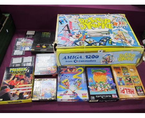 Retro Gaming: Boxed Amiga 1200 Console, with user guide and power pack, games to include Premier Manager 2, Zool, Lemmings, 2