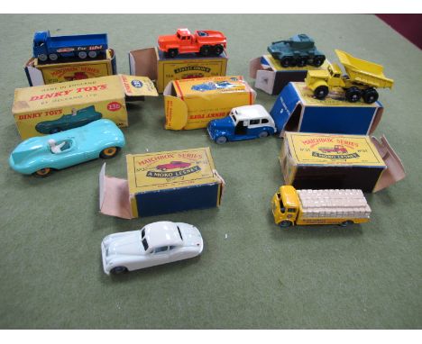 Eight Boxed Diecast Model Vehicles, by Matchbox, Dinky comprising of Dublo Dinky toys #067 Austin Taxi, blue lower body, crea