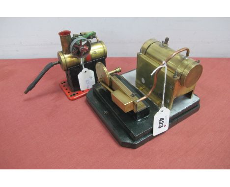 A Mamod Minor Live Steam Stationary Engine, (missing burner). Plus a home engineered steam engine, connected to a single cyli