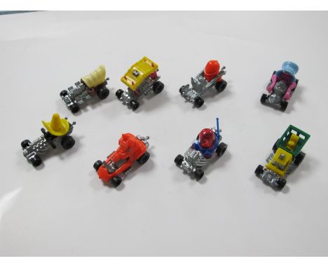 Eight Early 1970's Mattel Hot Wheels Zowees, including 'Knight', 'Baby Buggy', 'Bumble Bee', 'Diablo'.