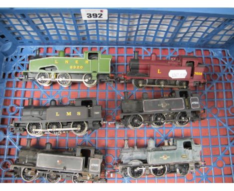 Four 'OO' Gauge/4mm 0-6-0 'Jinty' Tank Steam Locomotives Unboxed, a Wrenn LMS black R/No 7437, two Hornby BR black R/No's 475