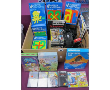 Retro Gaming: Sinclair ZX Spectrum Console, with joystick and user guide, games to include Chequered Flag, Rifle Range, Fight
