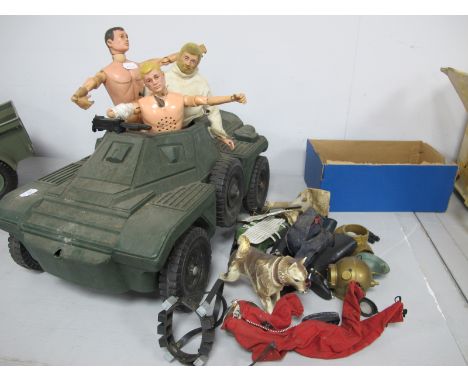 Action Man Interest - to include plastic armoured vehicle (playworn - small parts missing - require cleaning), a flock haired