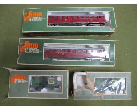 Two Lima 'HO' Gauge Ref 9125 Electric Rail Bus Trailers, Class 815 DB Rail R/No's 815.606.9 (both good, poor boxes), plus two