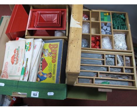 A Quantity of Bayko Building Sets Components and Instructions Literature, mostly presented and sorted by component type.