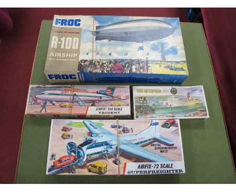 A Frog R100 Airship 1:500th Scale Model Construction Kit, Airfix Bristol Superfreighter, Airfix Free Enterprise 600 and Airfi