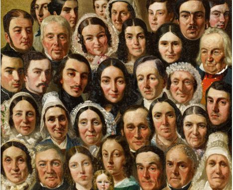   DEUTSCHER MEISTER  DEUTSCHER MEISTER   um 1850   Titel: Familienportrait.    Zahlreiche Kopfstudien der Mitglieder einer Fa