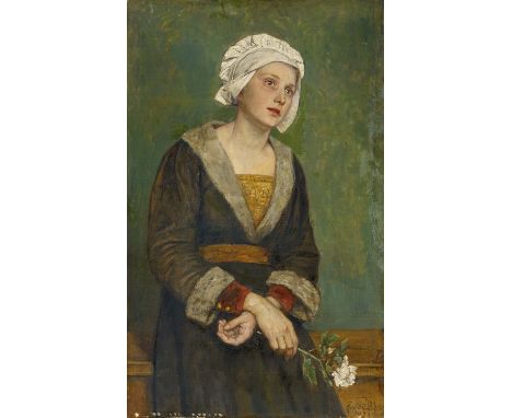   GEBHARDT, EDUARD VON  GEBHARDT, EDUARD VON   1838 St. Johannis - 1925 Düsseldorf    Titel: Junge Frau mit Rose.    Technik:
