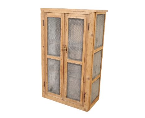 A VICTORIAN PINE MEAT SHELF 19th century, with metal mesh panelling, 104cm high x 64cm wide x 34cm deepThe Estate of the late