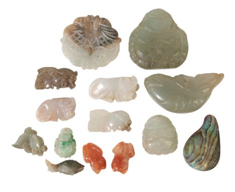 A QUANTITY OF JADE AND HARDSTONE ANIMALS and similar items