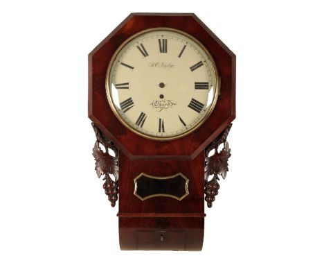 A VICTORIAN DROP DIAL WALL CLOCK the 30cm dial, inscribed "J.C Judge Chard", with single fusee movement, in a mahogany case w