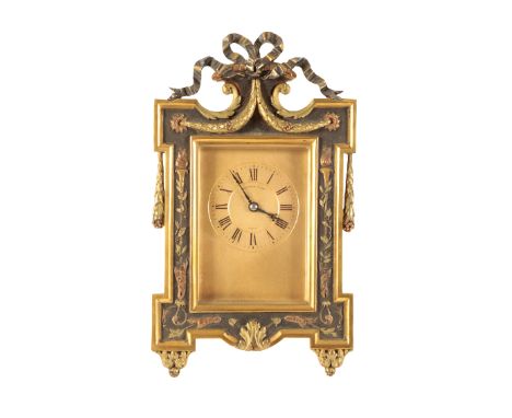 A19TH CENTURY FRENCH BRASS EASEL CLOCK the 9cm x 13cm gilt brass dial inscribed " Martin &amp; Comp Paris", with key wind dru
