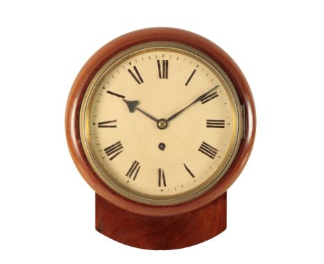 A VICTORIAN DROP DIAL WALL CLOCK the 20cm dial with Roman numerals, single fusee movement in a mahogany case, 32cm
