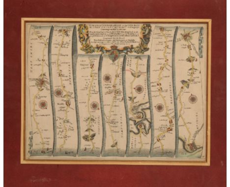 JOHN OGILBY (1600-1676) 'The Road from London to Pool (sic)' showing the road from Alresford to Poole, also Poole to Lymingto