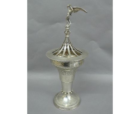 Omar Ramsden &amp; Alwyn C.E. Carr - A silver golf Trophy from  Woking Golf Club with Angel finial to pierced cover, decorati