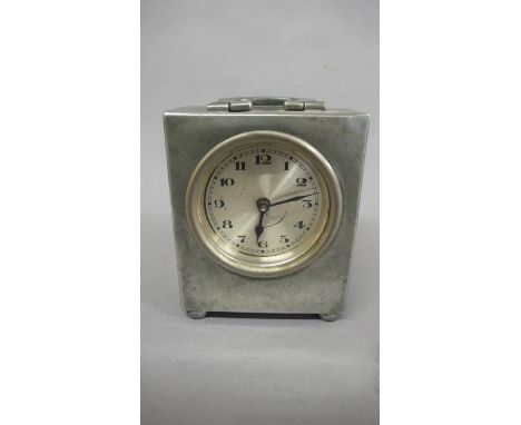 Liberty &amp; Co Tudric English Pewter Dressing table wind up clock No 0581 - ht. 9.5 cms (in working order) 