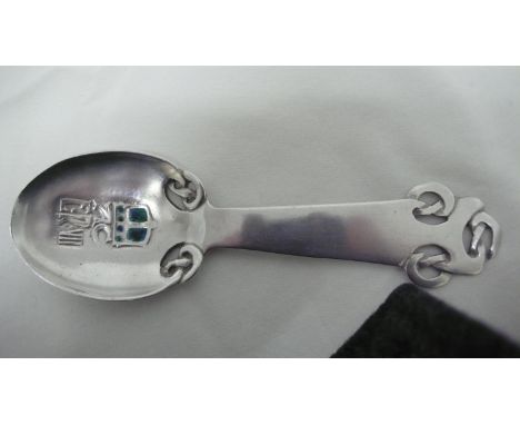 Archibald Knox for Liberty &amp; Co - Cymric silver and enamel coronation spoon for Edward VII featured in Adrian J Tilbrook 
