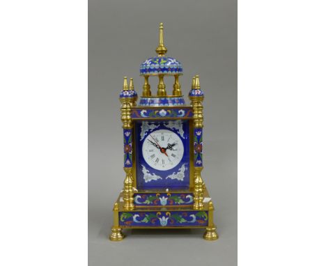 A cloisonne clock. 33.5 cm high.